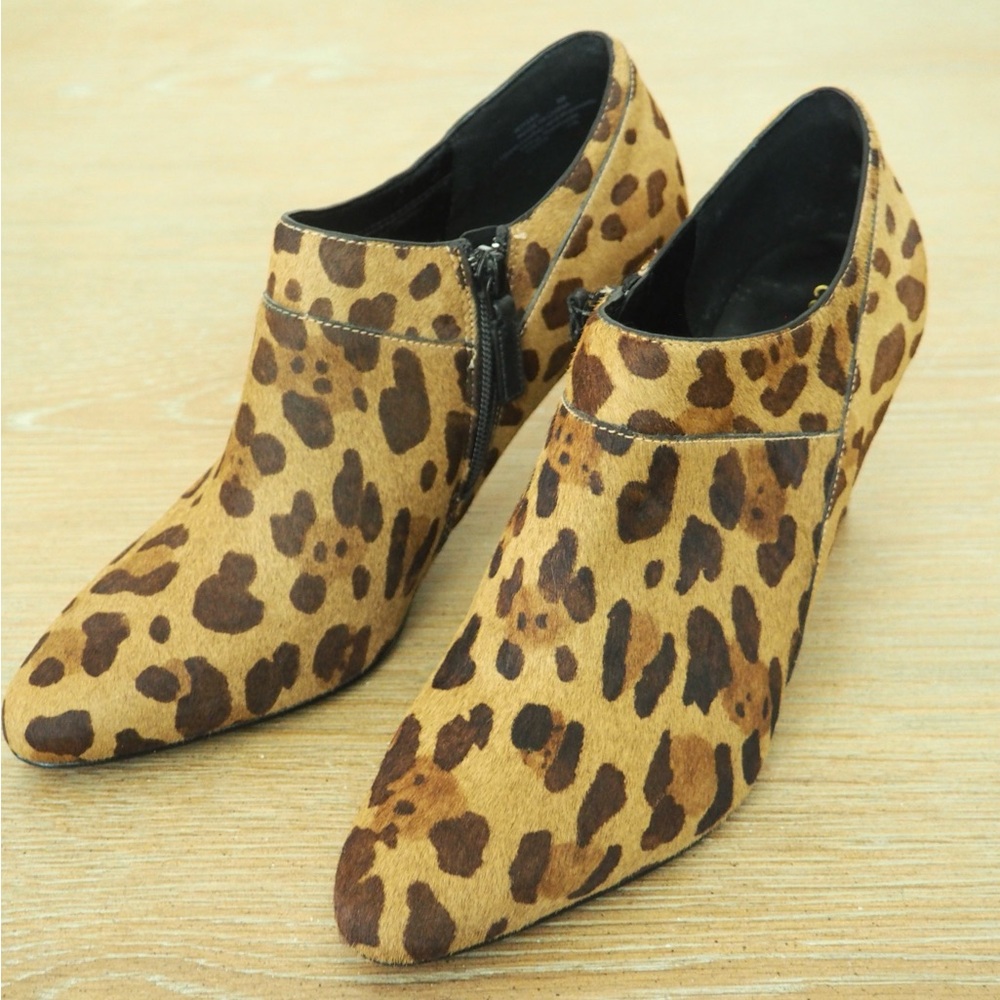 New Cole Haan Lizette Leopard Print Ankle Boots Pumps, Size 8